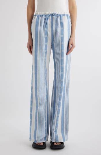 Pants in linen with 4G stripes 